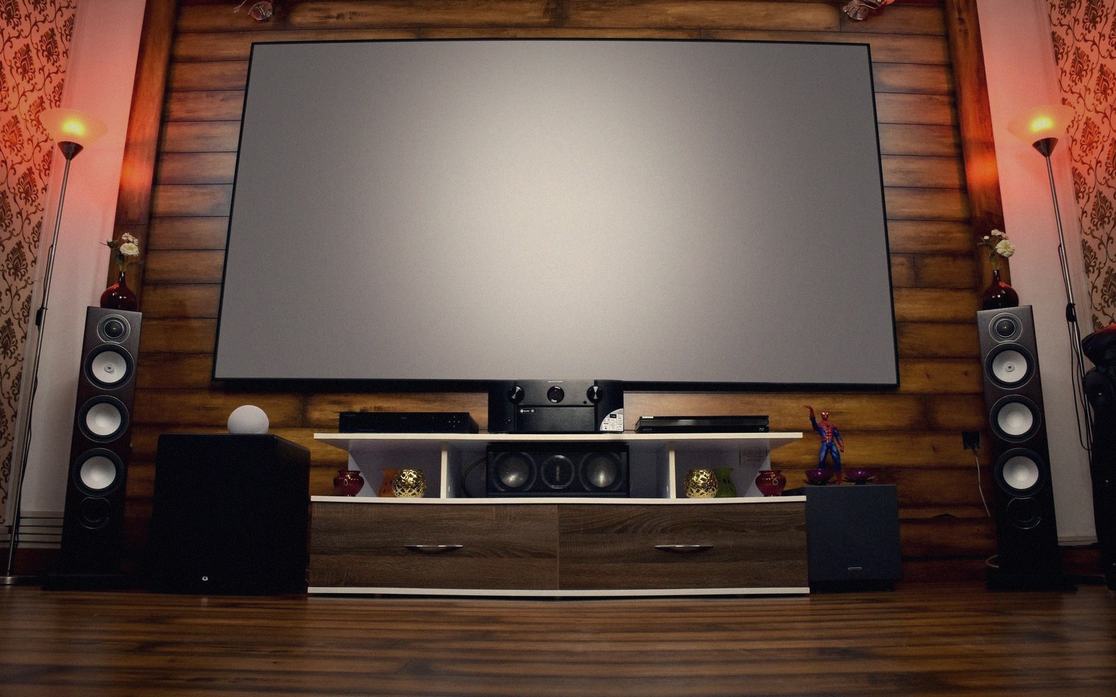 A subwoofer in a room corner, close